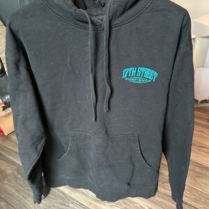 17th Street Surf Shop Black Hoodie with Teal Logo